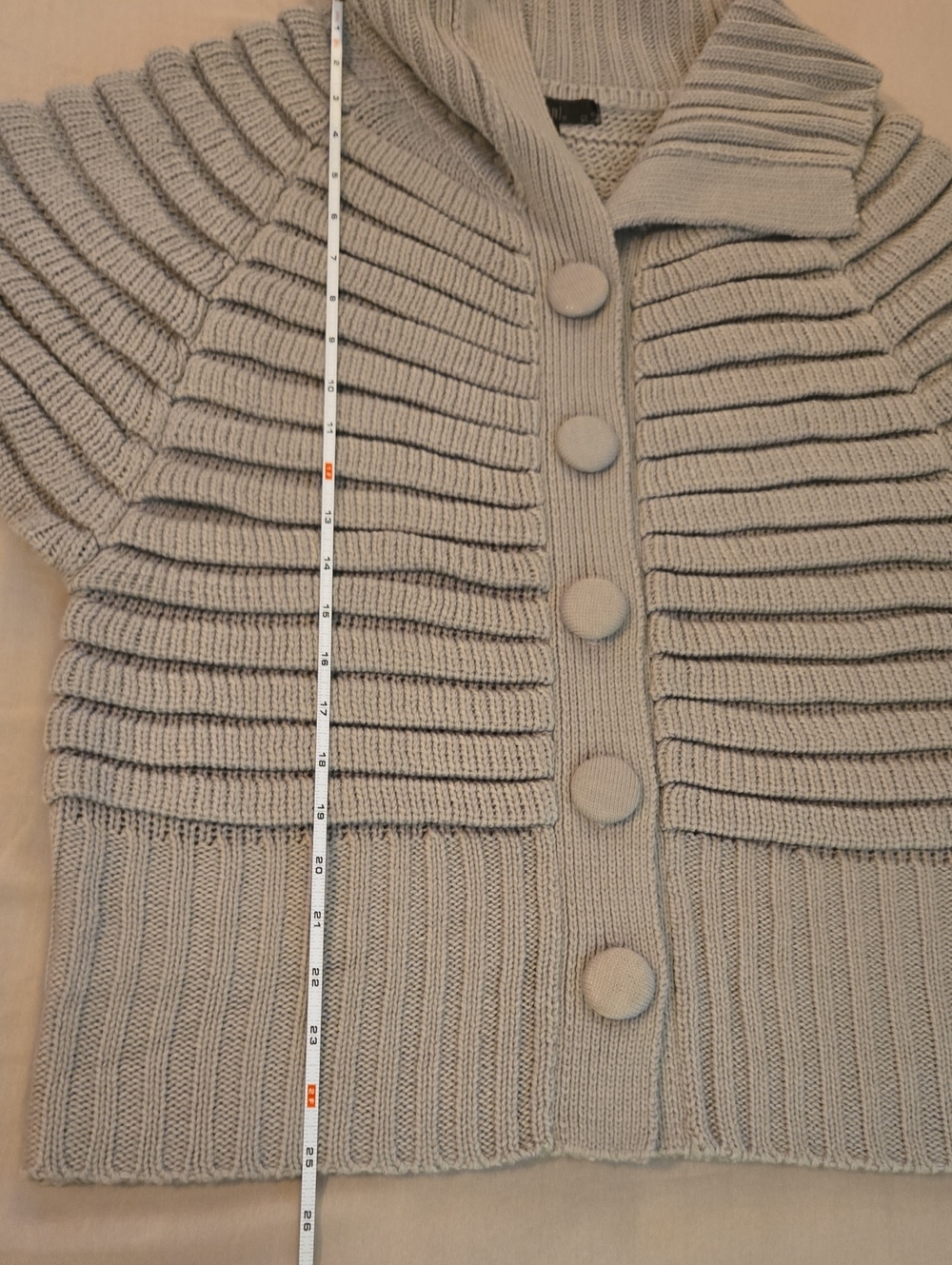 Sioni Ribbed Short-sleeve Cardigan - Cozy Chic Button-front Sz M - Picture 12 of 12